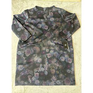 Women’s Clara Sun Woo Floral Dress Dark Purple Black 2 Pockets Plus 1X